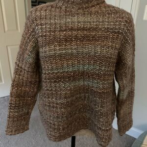 Marled Brown and Tan Turtleneck Sweater